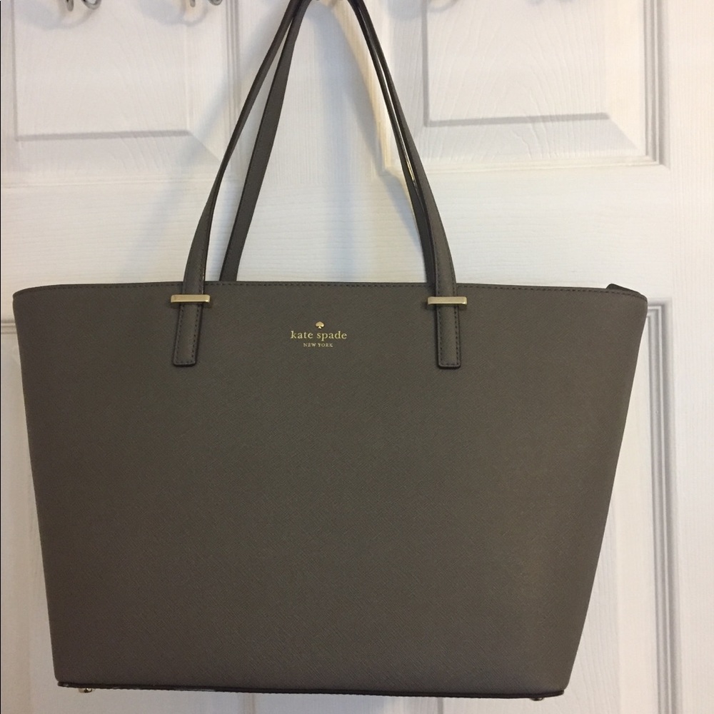 Kate Spade Leather Tote Bag Shoulder Bag Gray
